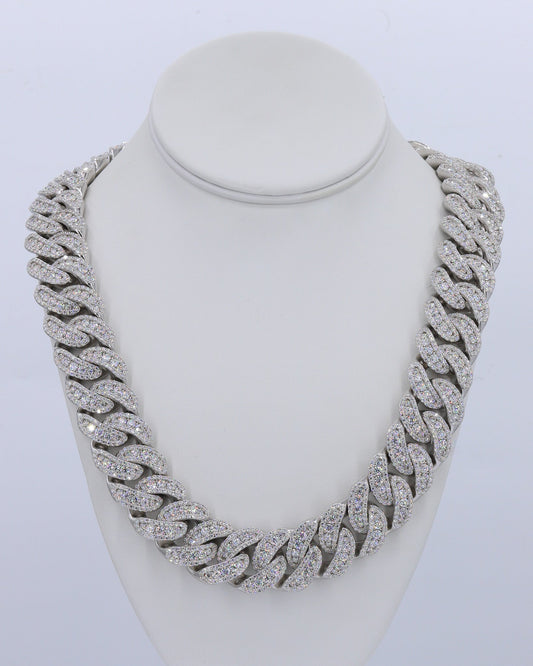 20MM Honeymoon Set VVS Moissanite Cuban Chain 24 Inch