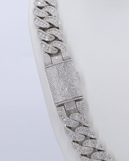 20MM Honeymoon Set VVS Moissanite Cuban Chain 24 Inch