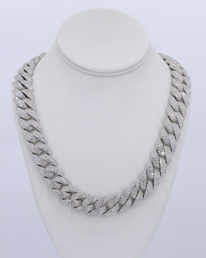 18MM Snow/Galaxy Set VVS Moissanite Cuban Chain 24 Inch