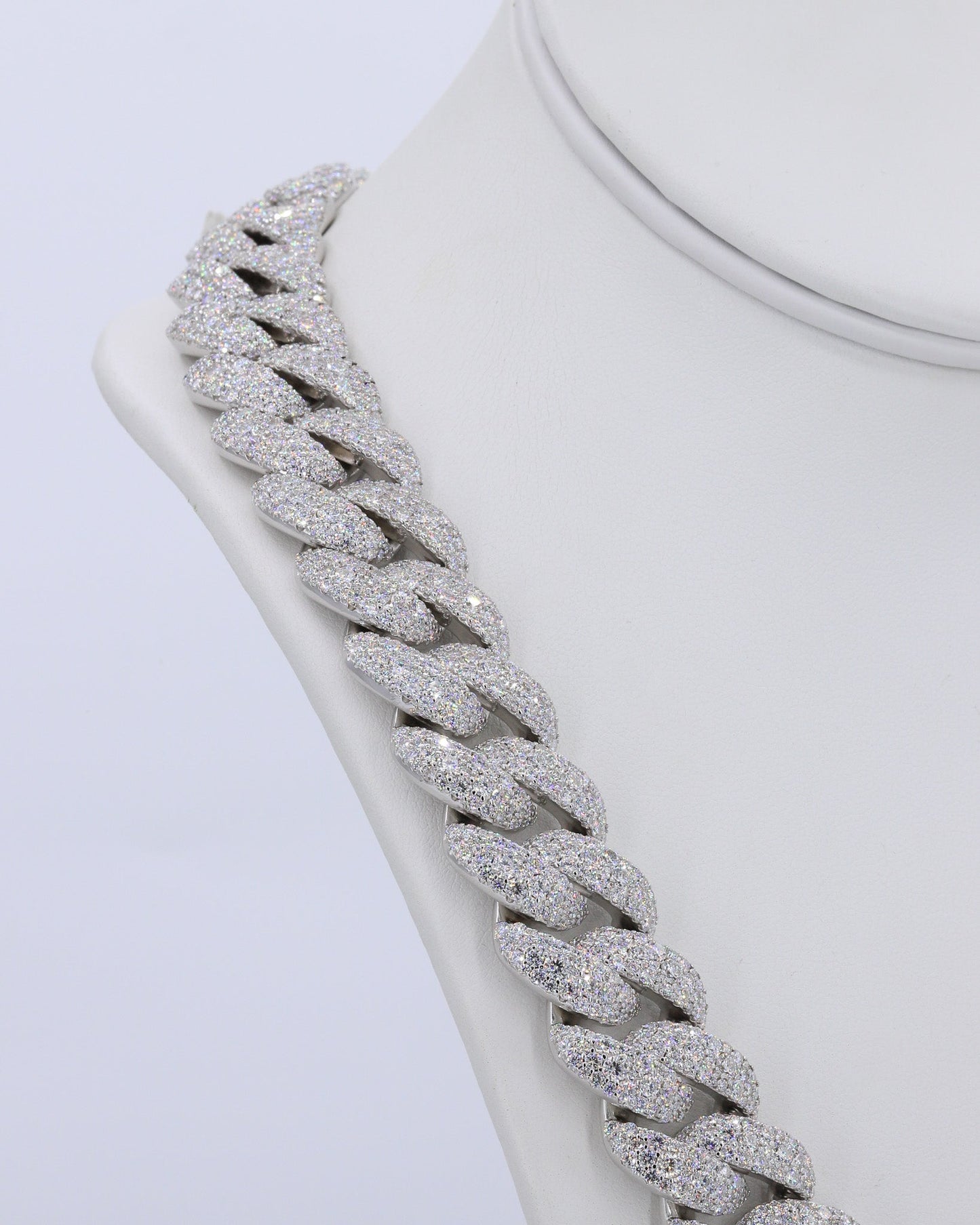 18MM Snow/Galaxy Set VVS Moissanite Cuban Chain 24 Inch