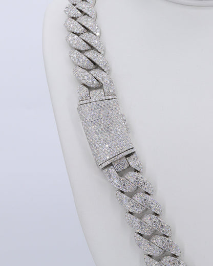 18MM Snow/Galaxy Set VVS Moissanite Cuban Chain 24 Inch
