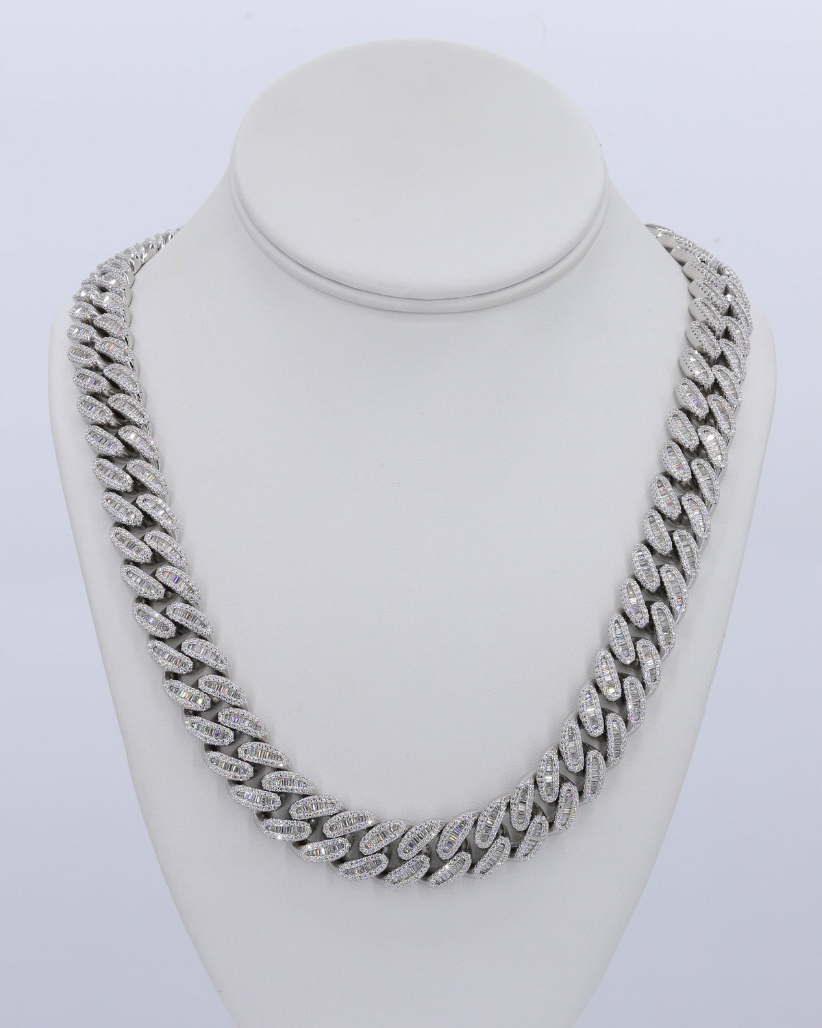 15MM Miami Baguette VVS Moissanite Cuban Chain 22 Inch