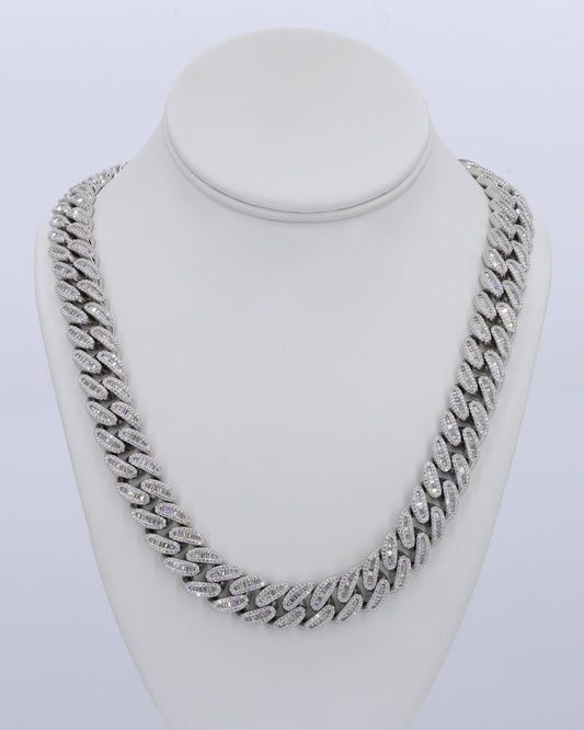 15MM Miami Baguette VVS Moissanite Cuban Chain 22 Inch