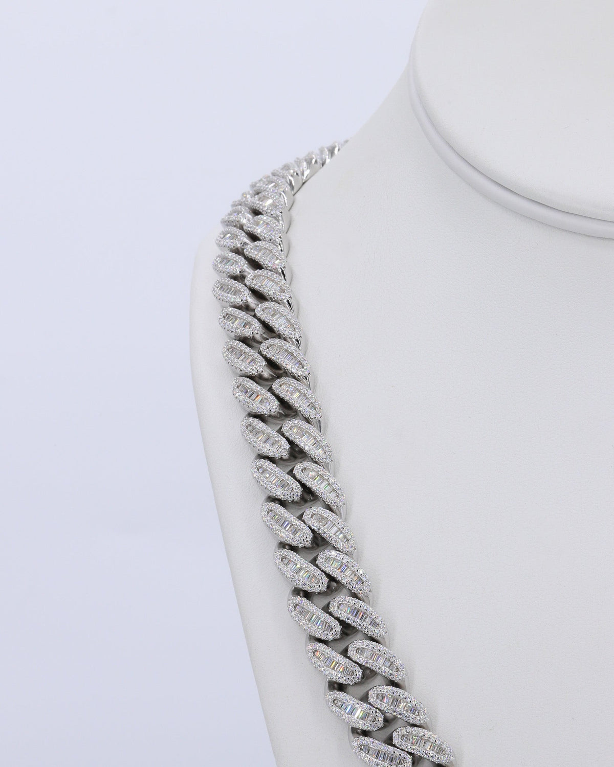 15MM Miami Baguette VVS Moissanite Cuban Chain 22 Inch