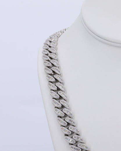 15MM Miami Baguette VVS Moissanite Cuban Chain 22 Inch