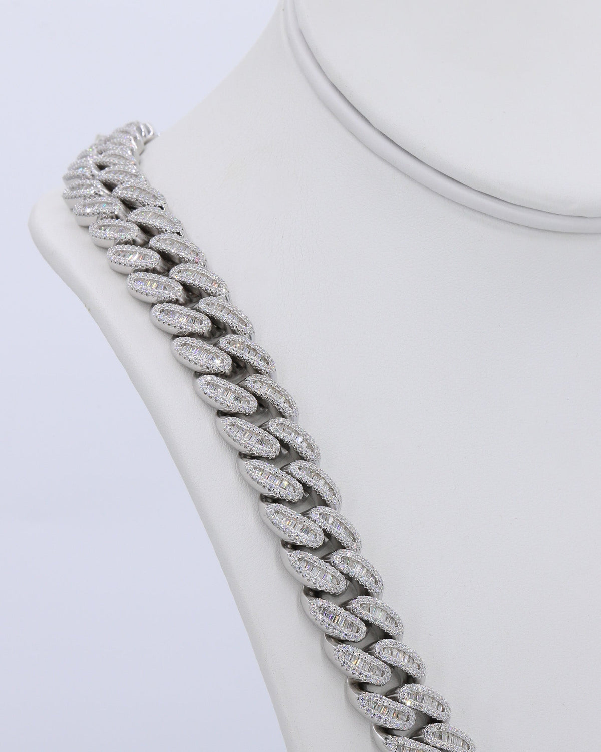 15MM Miami Baguette VVS Moissanite Cuban Chain 22 Inch