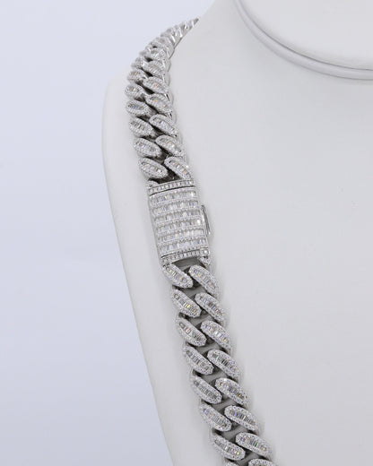 15MM Miami Baguette VVS Moissanite Cuban Chain 22 Inch