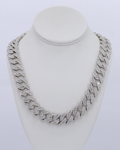 18MM Honeymoon Set VVS Moissanite Cuban Chain 22 Inch