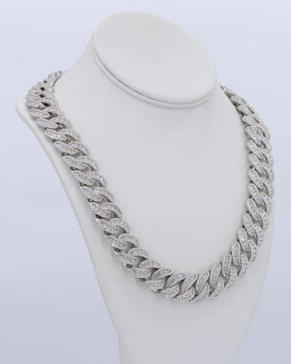 18MM Honeymoon Set VVS Moissanite Cuban Chain 22 Inch