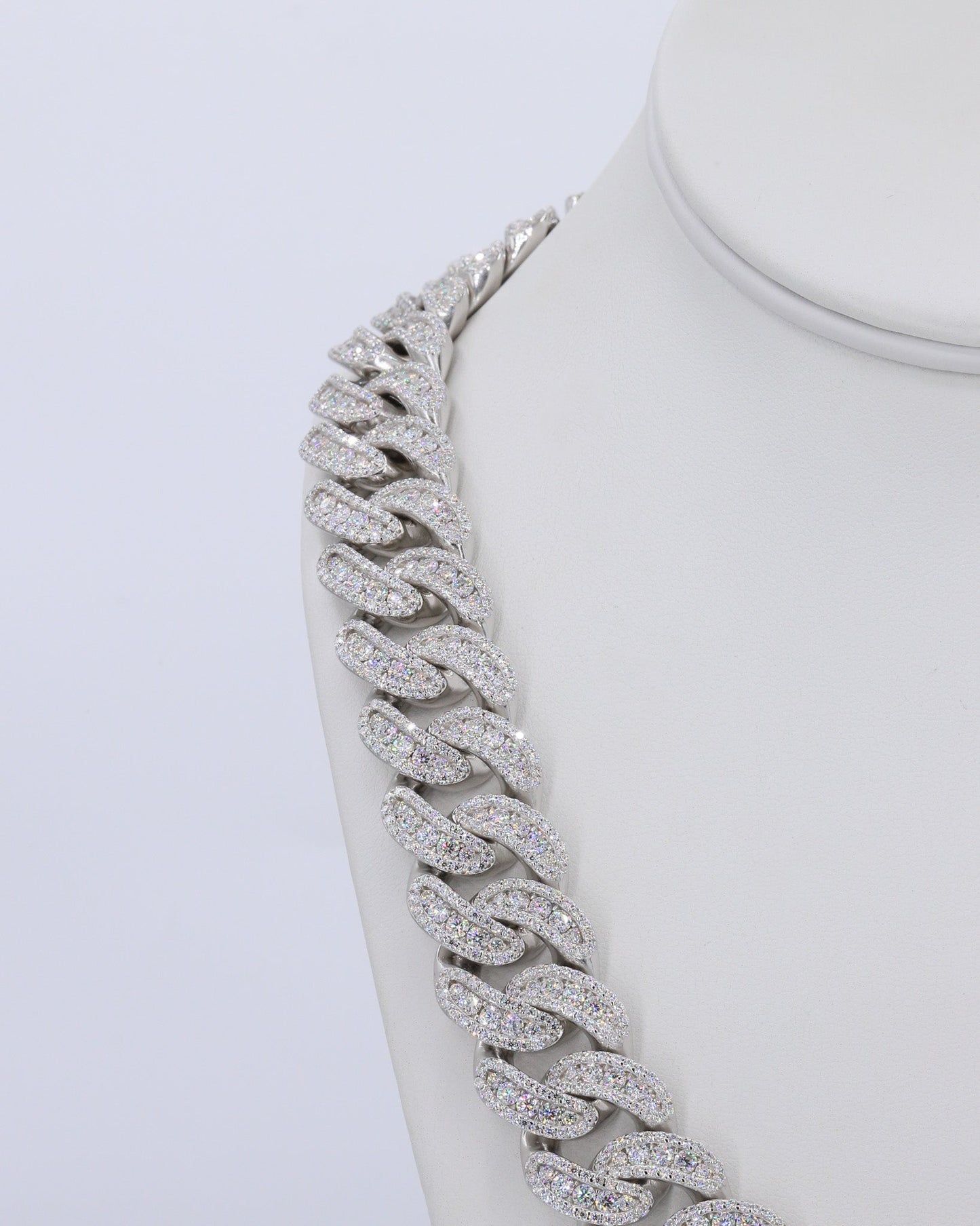 18MM Honeymoon Set VVS Moissanite Cuban Chain 22 Inch