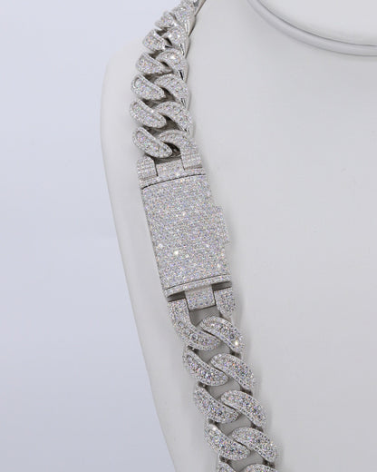 18MM Honeymoon Set VVS Moissanite Cuban Chain 22 Inch