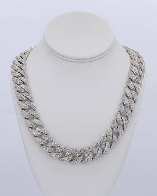 18MM Evil Eye Pointer Set VVS Moissanite Cuban Chain 24 Inch