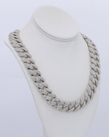 18MM Evil Eye Pointer Set VVS Moissanite Cuban Chain 24 Inch