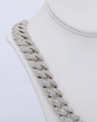 18MM Evil Eye Pointer Set VVS Moissanite Cuban Chain 24 Inch