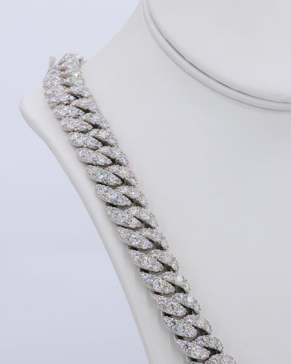 16MM Big Pointer Row VVS Moissanite Cuban Chain 22 Inch