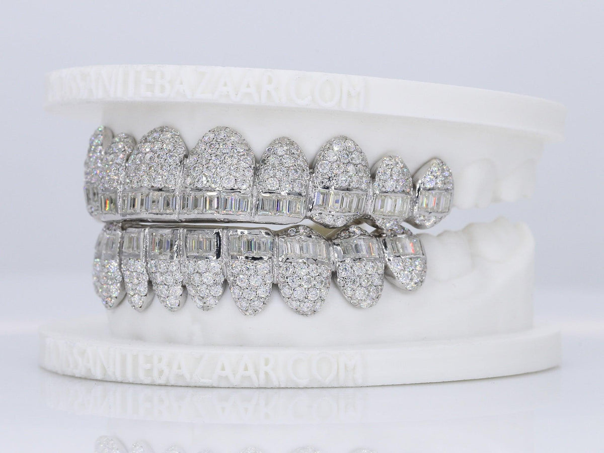 Baguette Hybrid VVS Moissanite Diamond Grillz