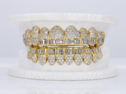 Baguette Hybrid VVS Moissanite Diamond Grillz