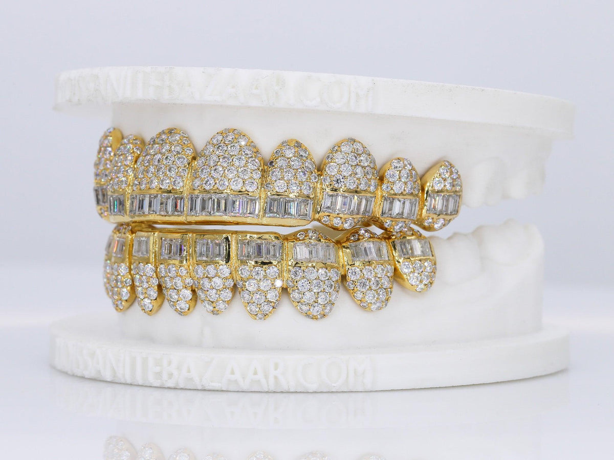 Baguette Hybrid VVS Moissanite Diamond Grillz