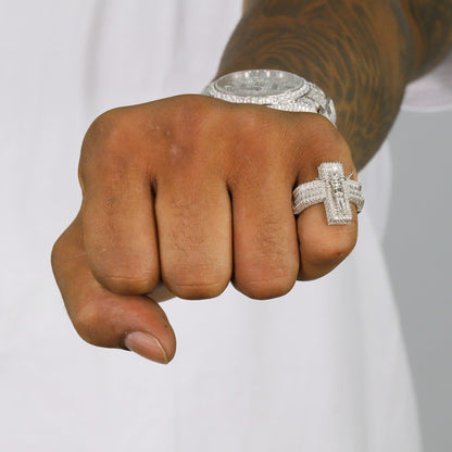 Baguette Jesus Cross VVS Moissanite Diamond Ring