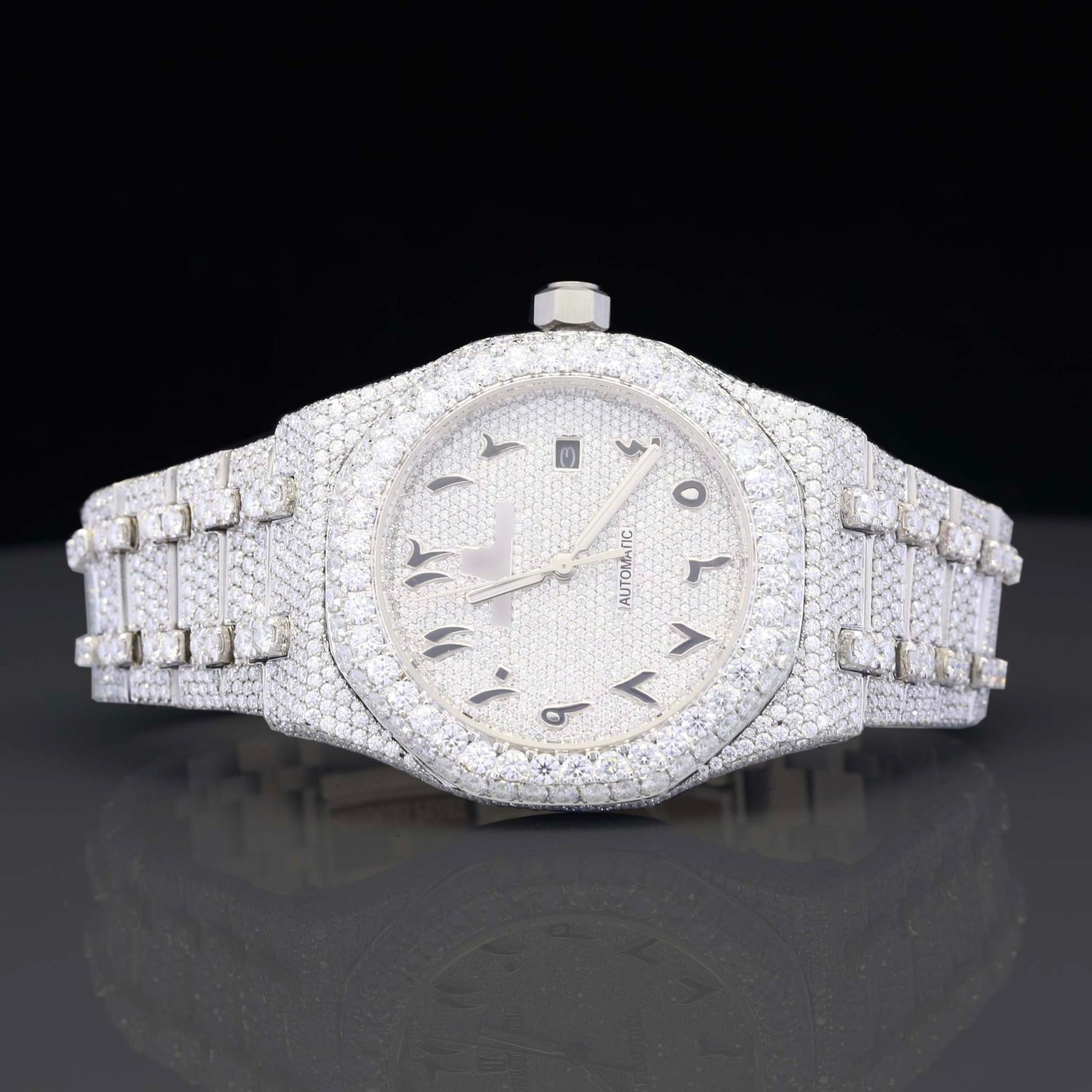 Unique Fully Iced Out Moissanite Diamond Automatic Watch for Men