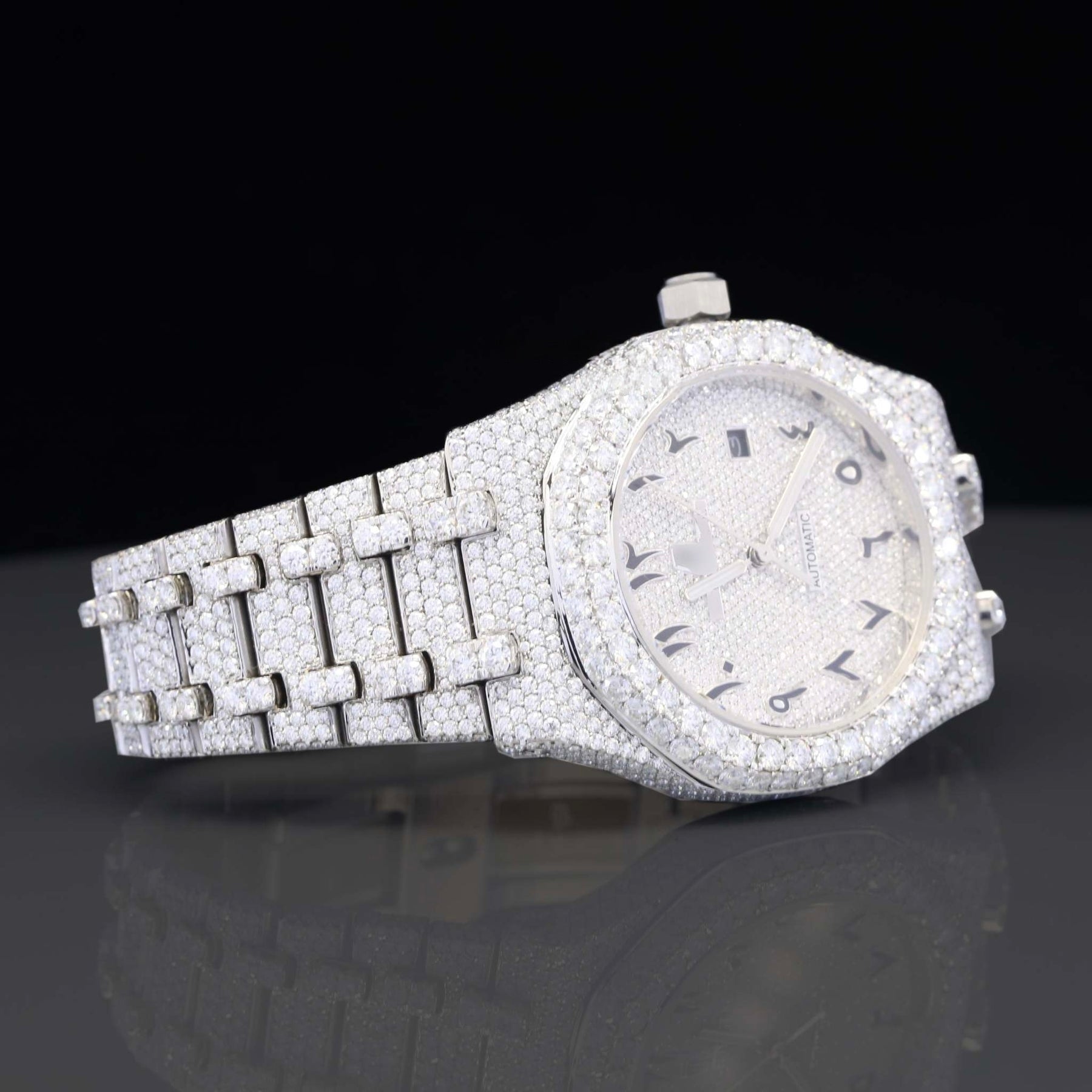 Unique Fully Iced Out Moissanite Diamond Automatic Watch for Men