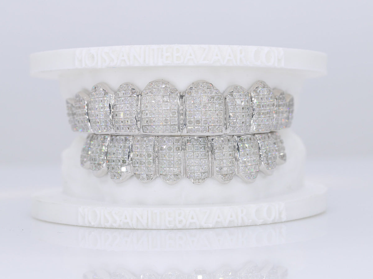 Invisible Set Princess Cut VVS Moissanite Diamond Grillz