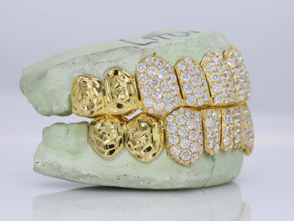 10 on 10 Jumbo Double Rose Cut Cap VVS Moissanite Diamond Grillz