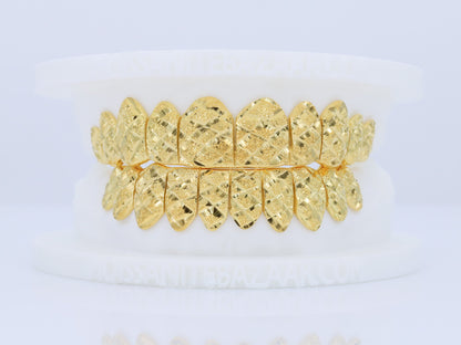 8K Diamond Cut Diamond Dust Gold Grillz