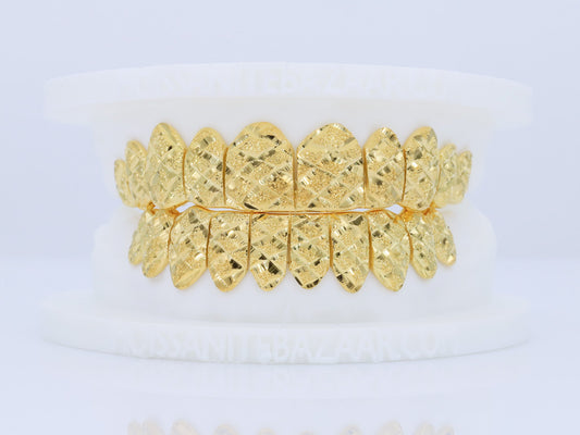 8K Diamond Cut Diamond Dust Gold Grillz