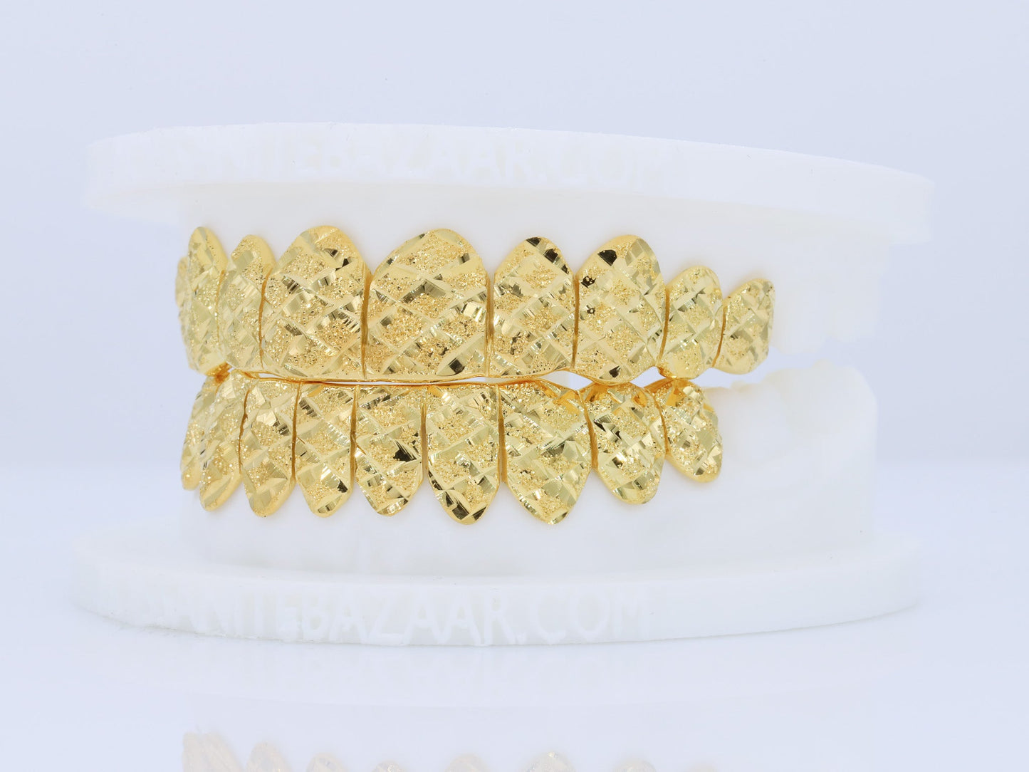 8K Diamond Cut Diamond Dust Gold Grillz