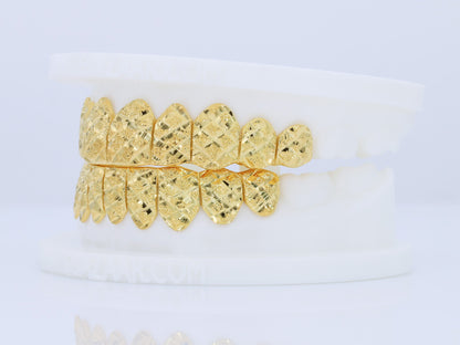 8K Diamond Cut Diamond Dust Gold Grillz