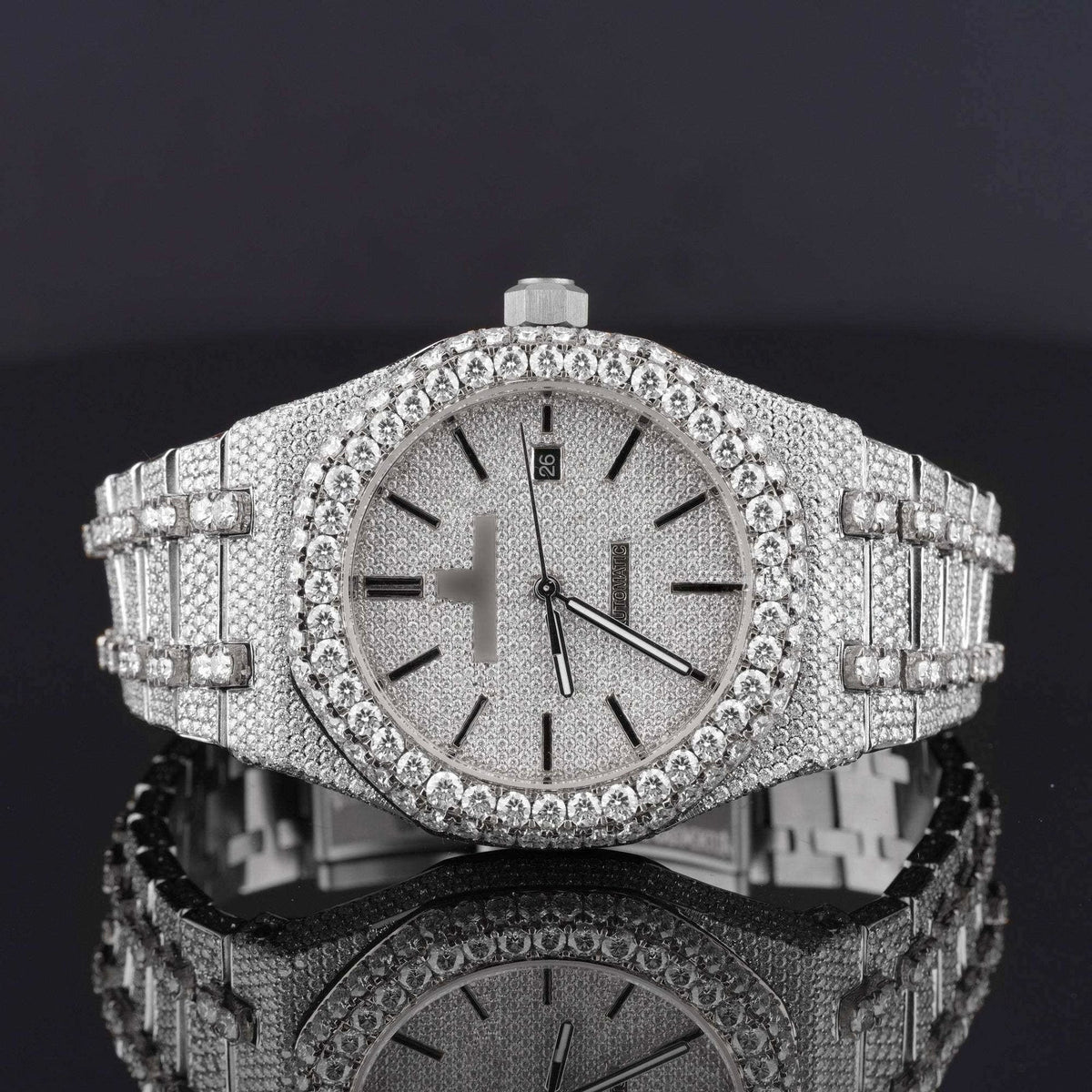 Fabulous Iced Out Automatic Analog Diamond Moissanite Watch