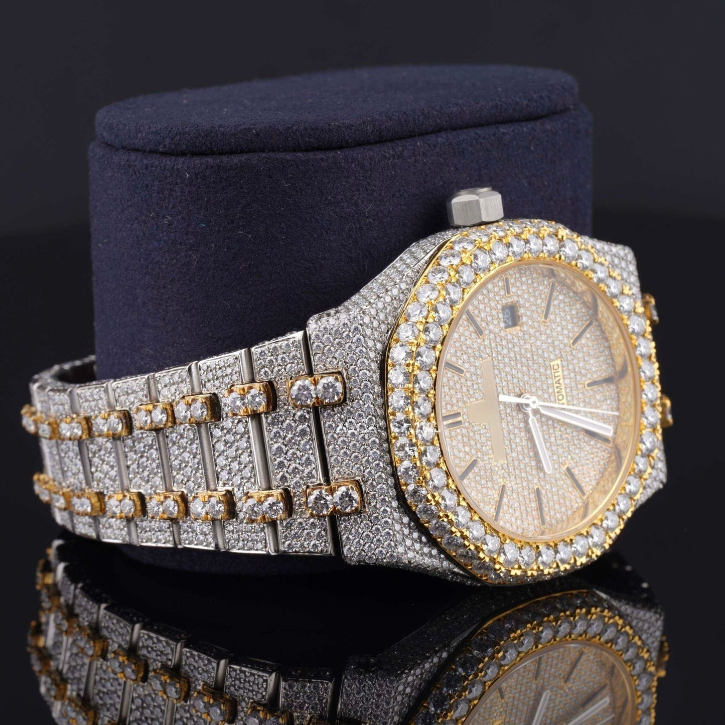 Fabulous Iced Out Automatic Analog Diamond Moissanite Watch