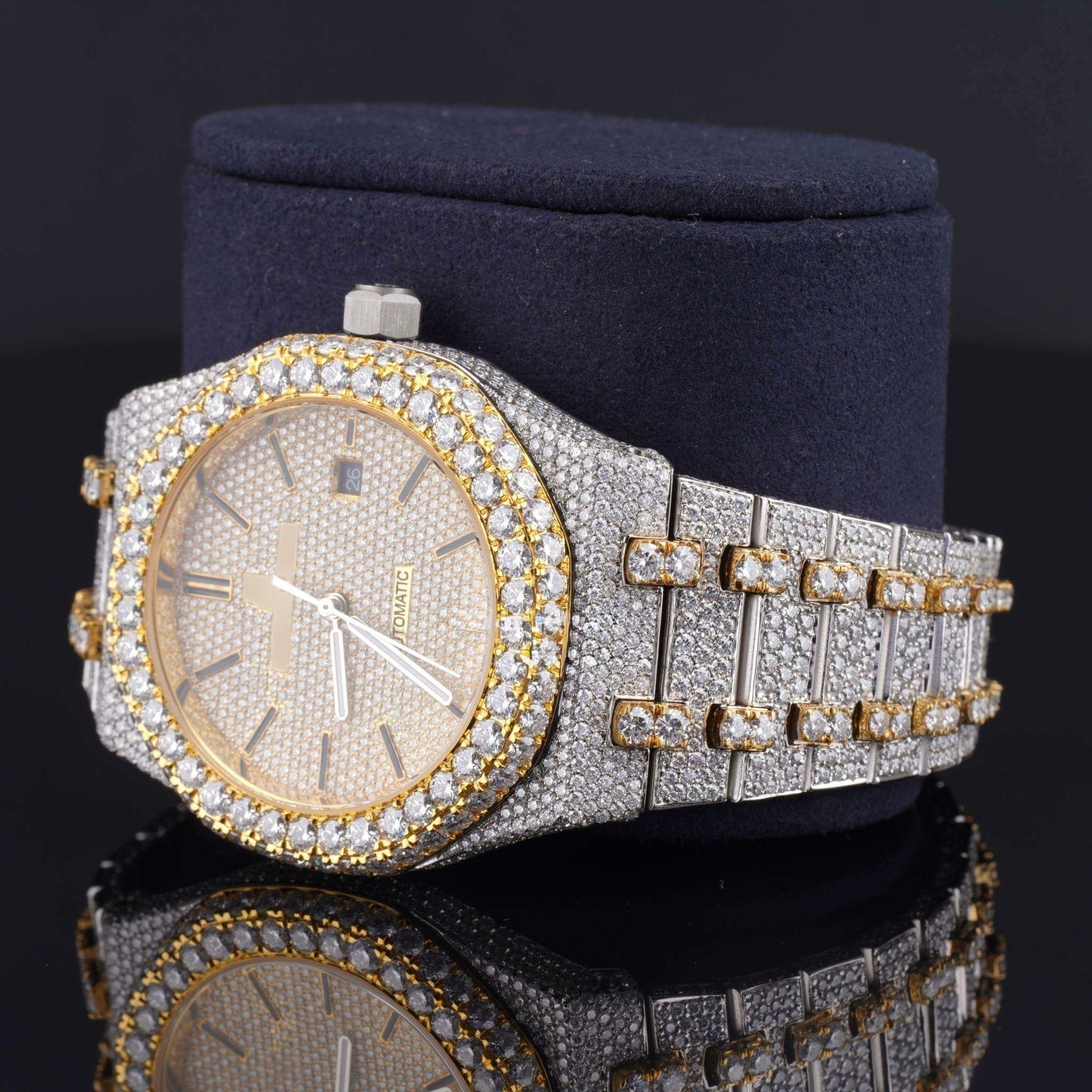 Fabulous Iced Out Automatic Analog Diamond Moissanite Watch