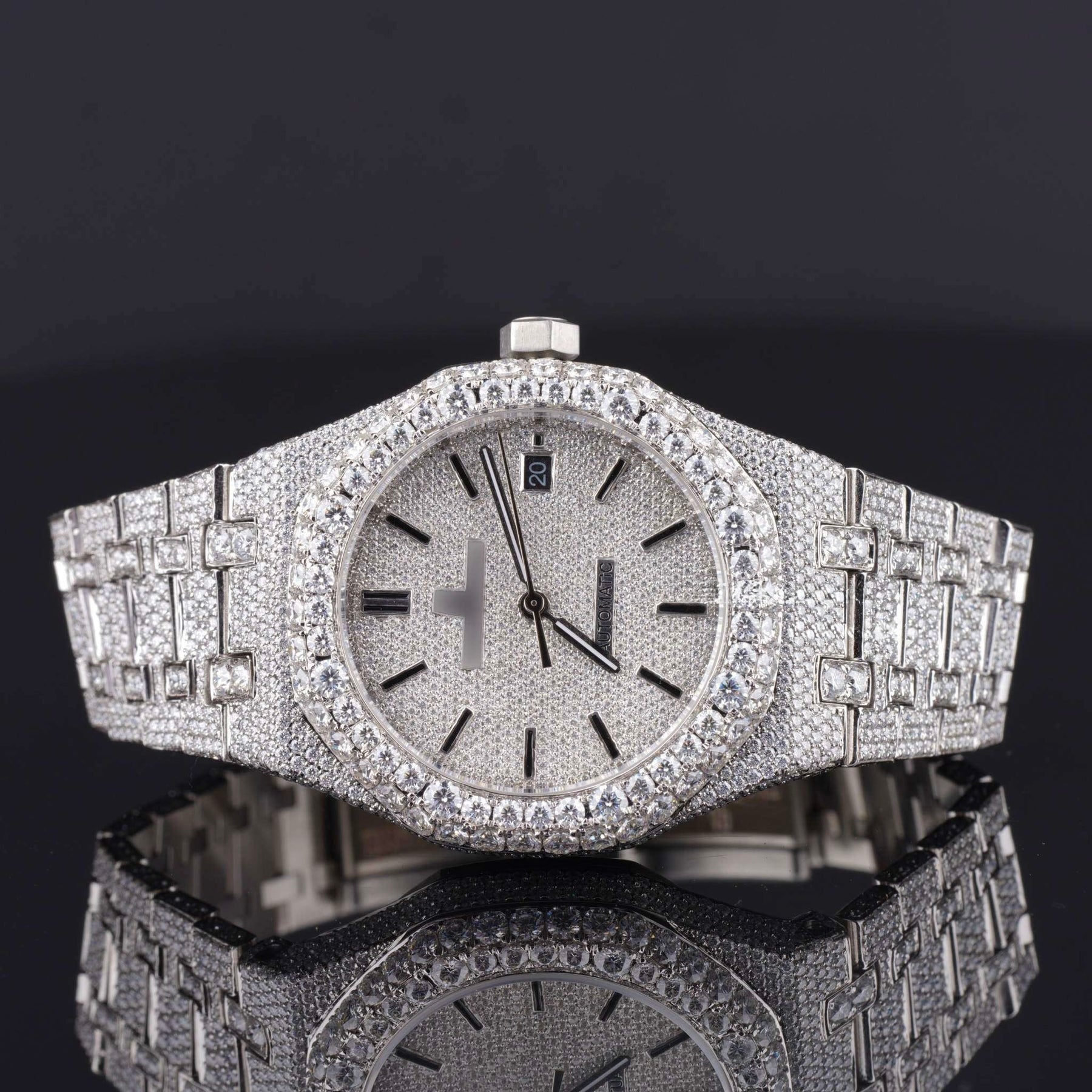 Awesome Automatic Sapphire Crystal Glass Moissanite Watch for Men