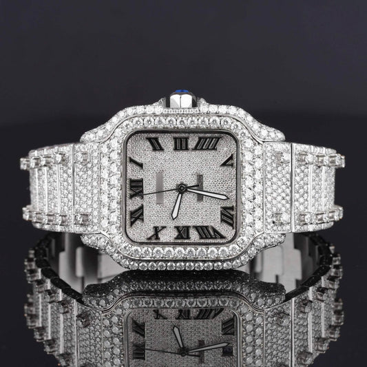 Fully Automatic Unique Iced Out Moissanite Watch