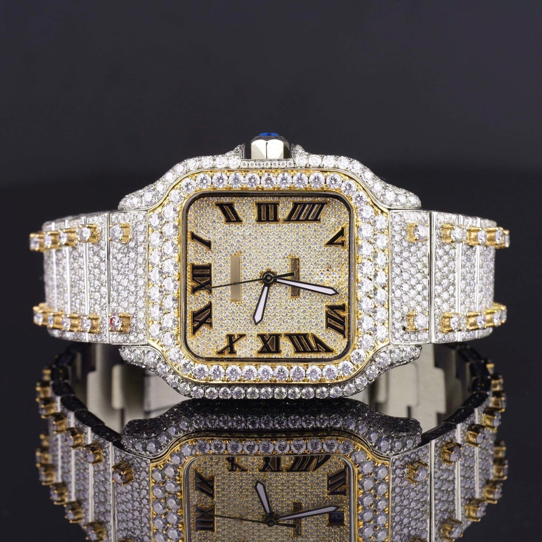 Fully Automatic Unique Iced Out Moissanite Watch