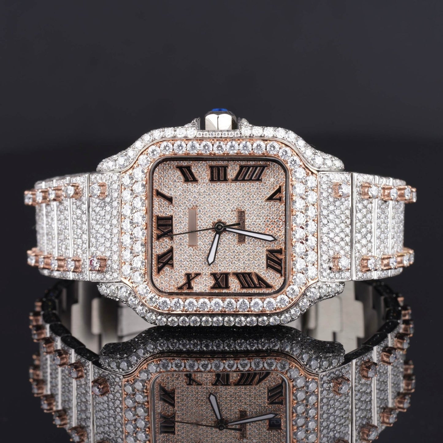 Fully Automatic Unique Iced Out Moissanite Watch