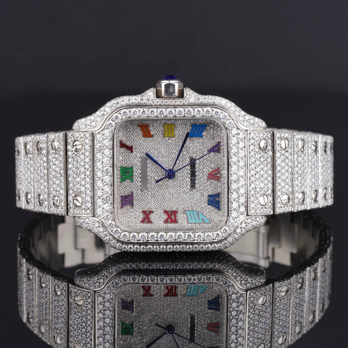 Rainbow Color Number Automatic Moissanite Watch