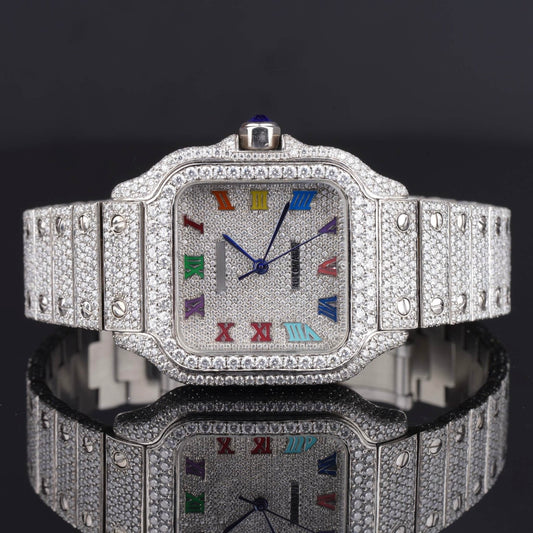 Rainbow Color Number Automatic Moissanite Watch
