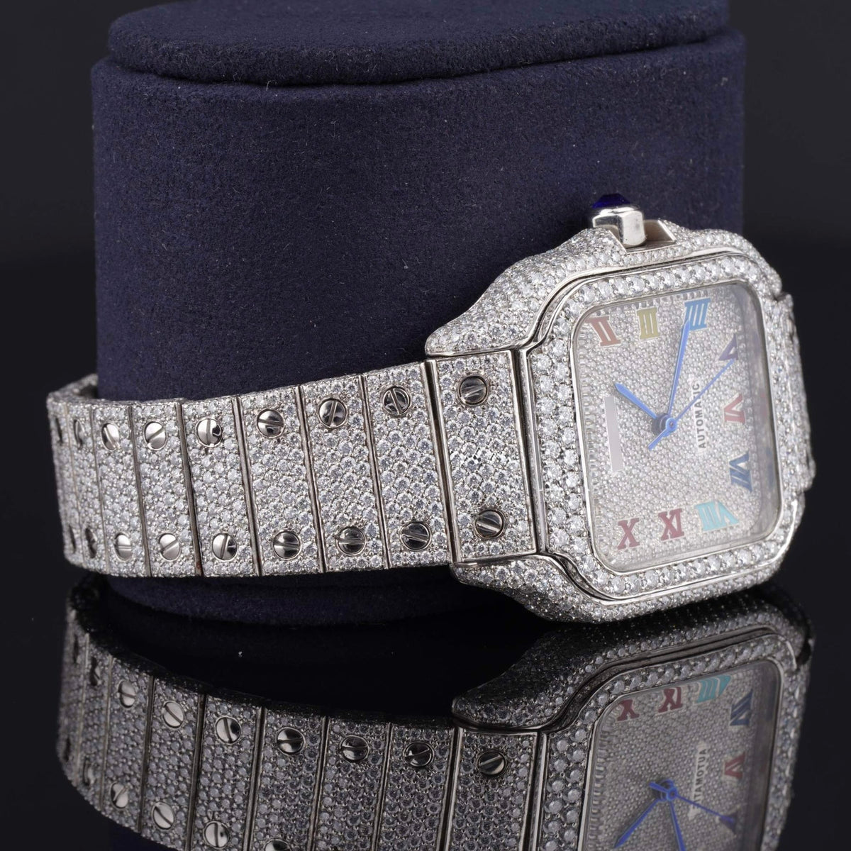 Rainbow Color Number Automatic Moissanite Watch