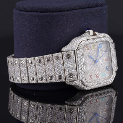 Rainbow Color Number Automatic Moissanite Watch