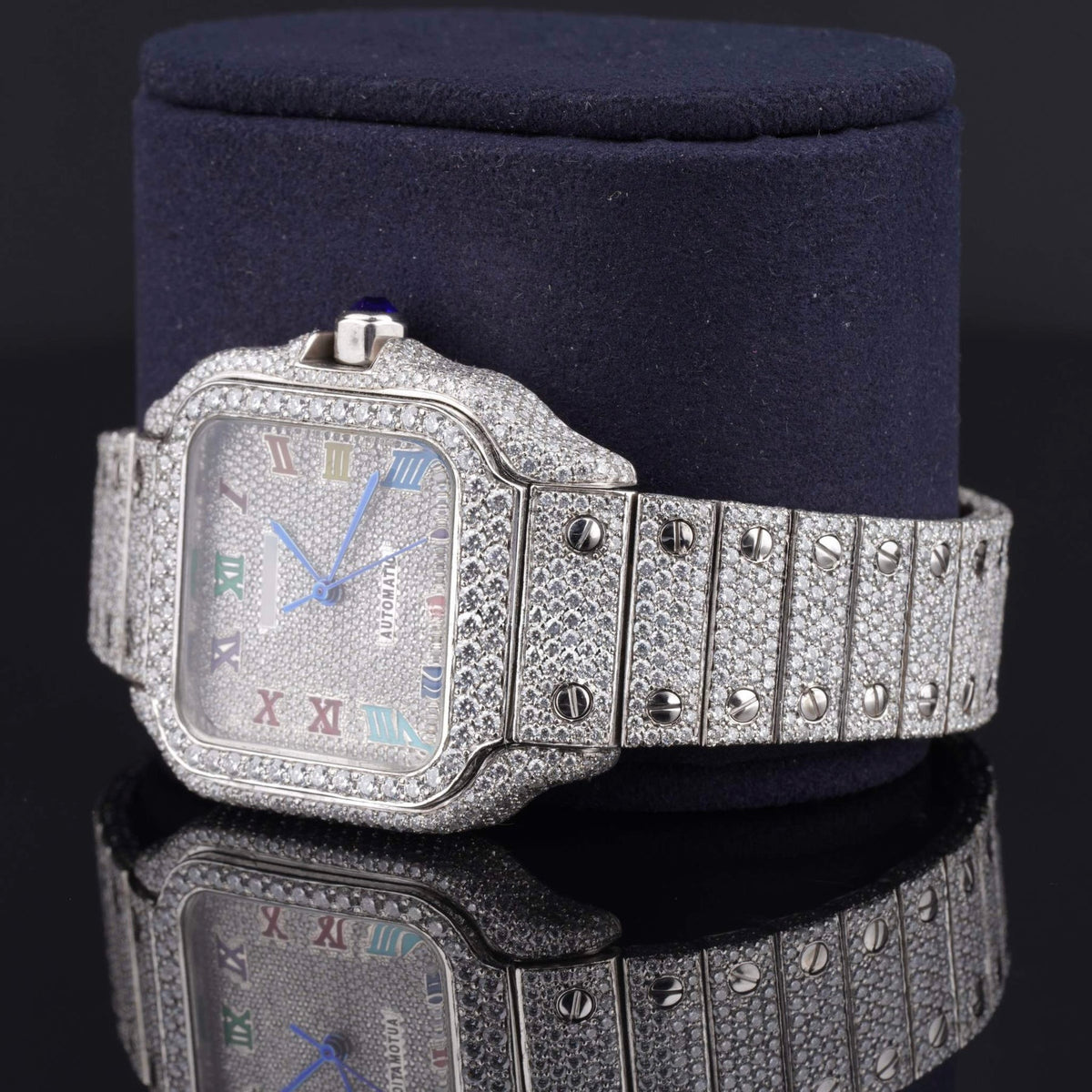 Rainbow Color Number Automatic Moissanite Watch