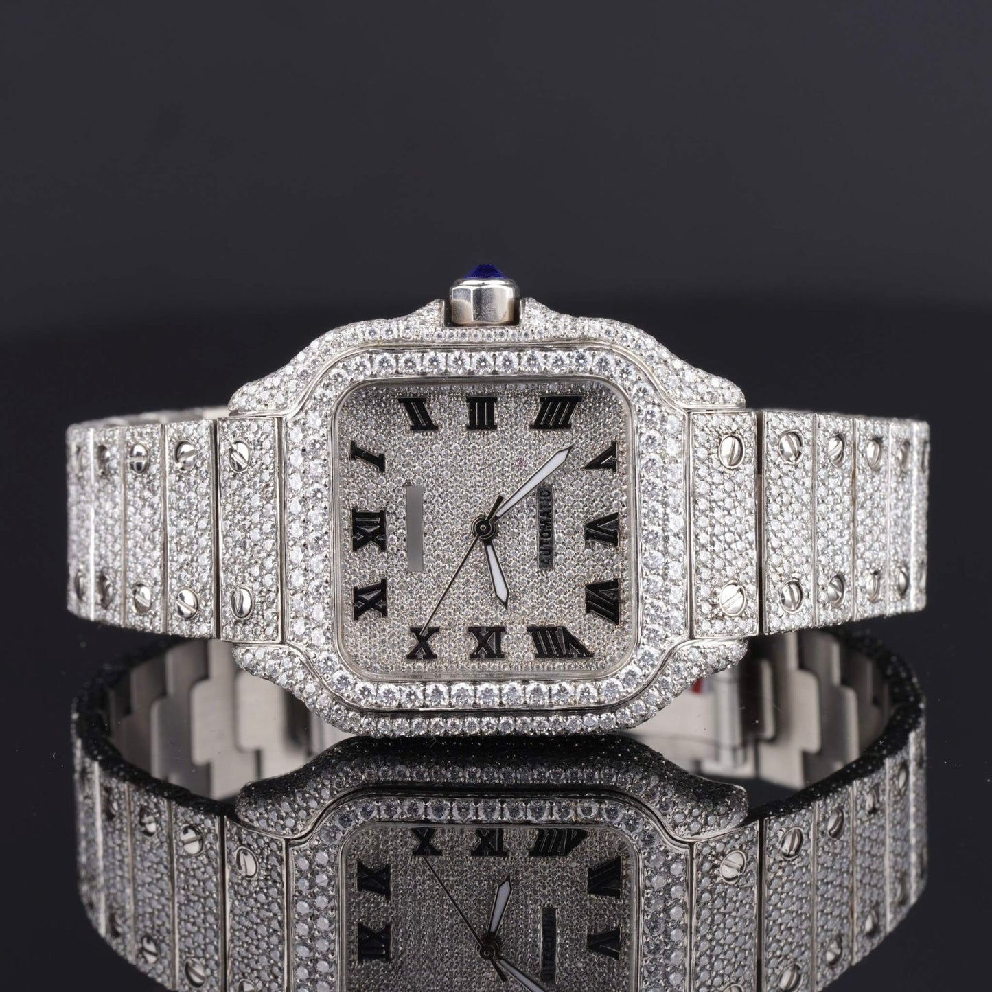 Casual Fully Iced Out Automatic Moissanite Men’s Watch