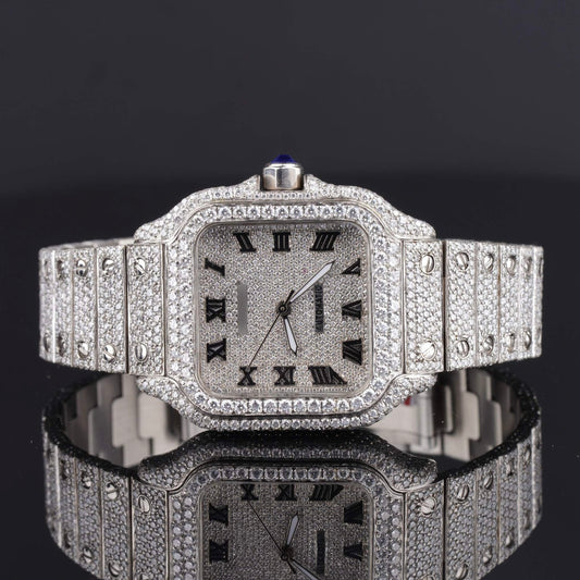 Casual Fully Iced Out Automatic Moissanite Men’s Watch