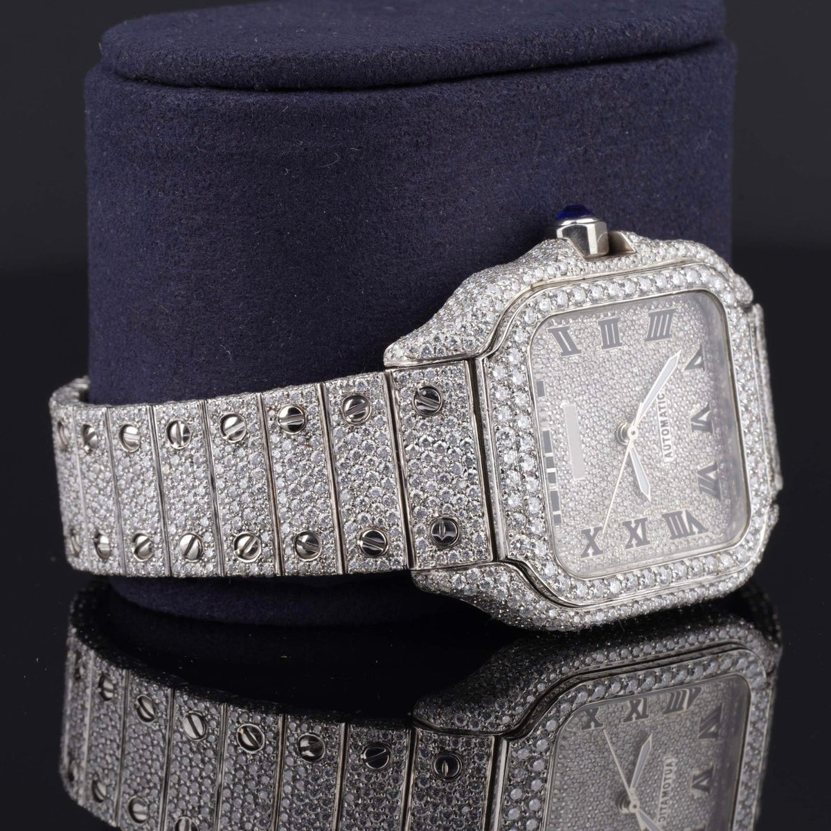 Casual Fully Iced Out Automatic Moissanite Men’s Watch