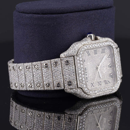 Casual Fully Iced Out Automatic Moissanite Men’s Watch