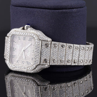 Casual Fully Iced Out Automatic Moissanite Men’s Watch
