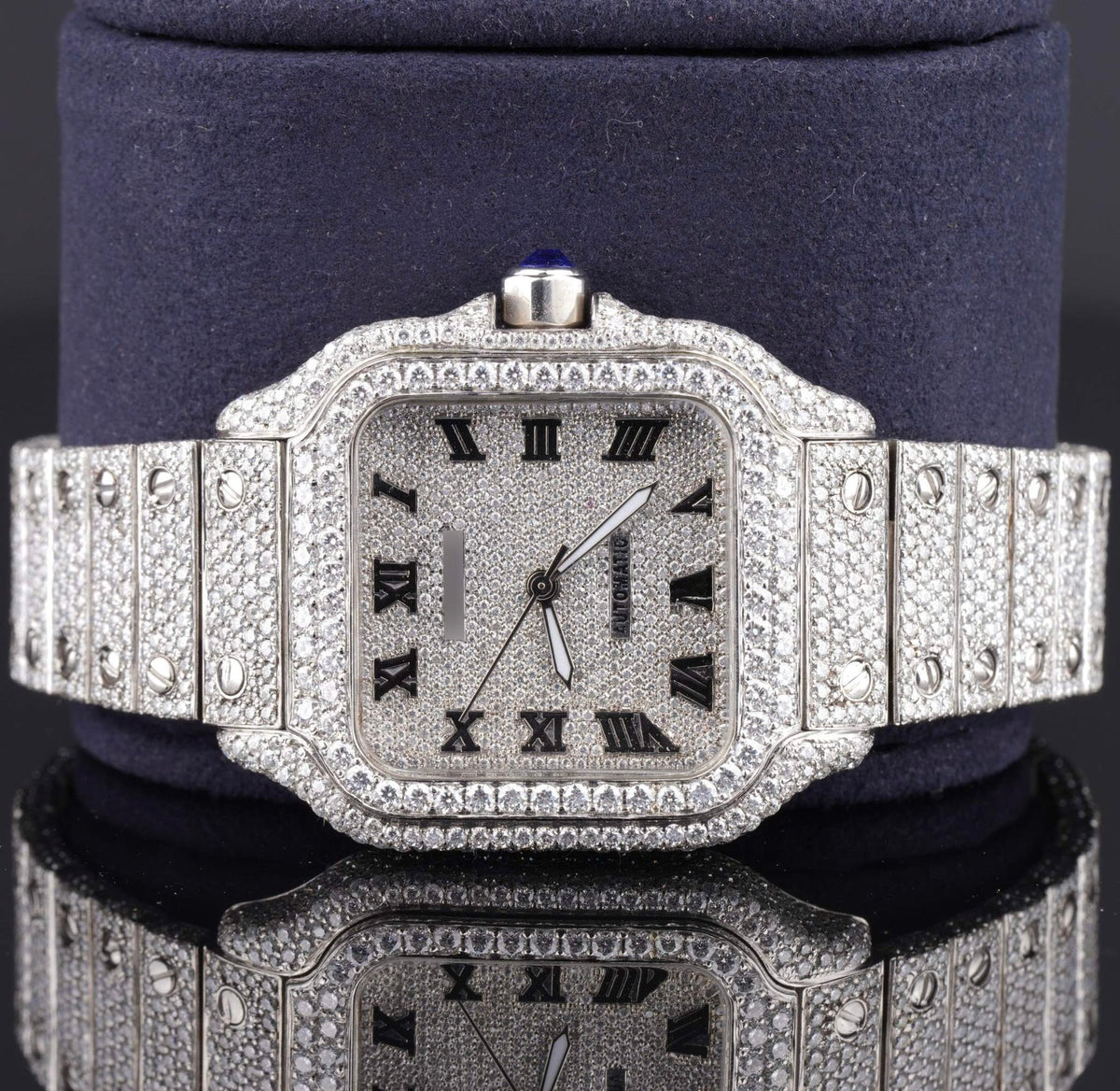 Casual Fully Iced Out Automatic Moissanite Men’s Watch