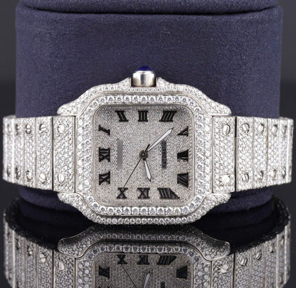 Casual Fully Iced Out Automatic Moissanite Men’s Watch